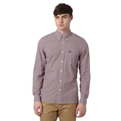 Fred Perry Red mini gingham checked regular fit shirt